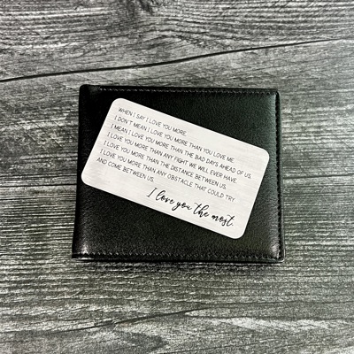 Love You Most Engraved Metal Wallet Insert, 8 Color Options