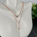  Minimalist Double Layer Bar & Sparkle Necklace - Silver or Rose Gold Colors