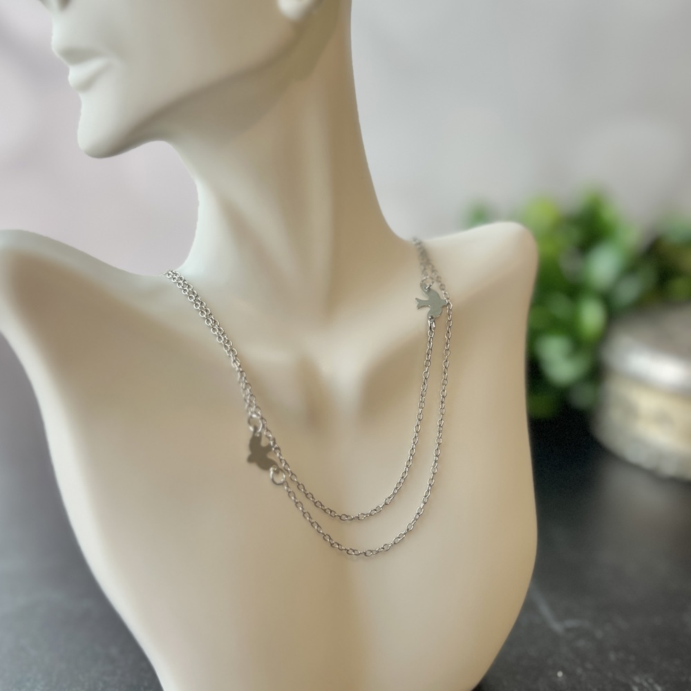 Layered Serenity Dove Pendant Necklace