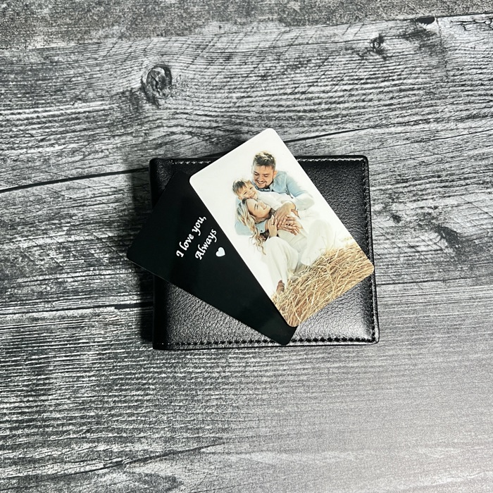 Personalized Color Photo and Text Metal Wallet Insert Card | Thoughtful Keepsake Gift for Him