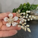  Pearl & Crystal Bridal Hair Clip - Elegant Formal or Wedding Hair Accessory