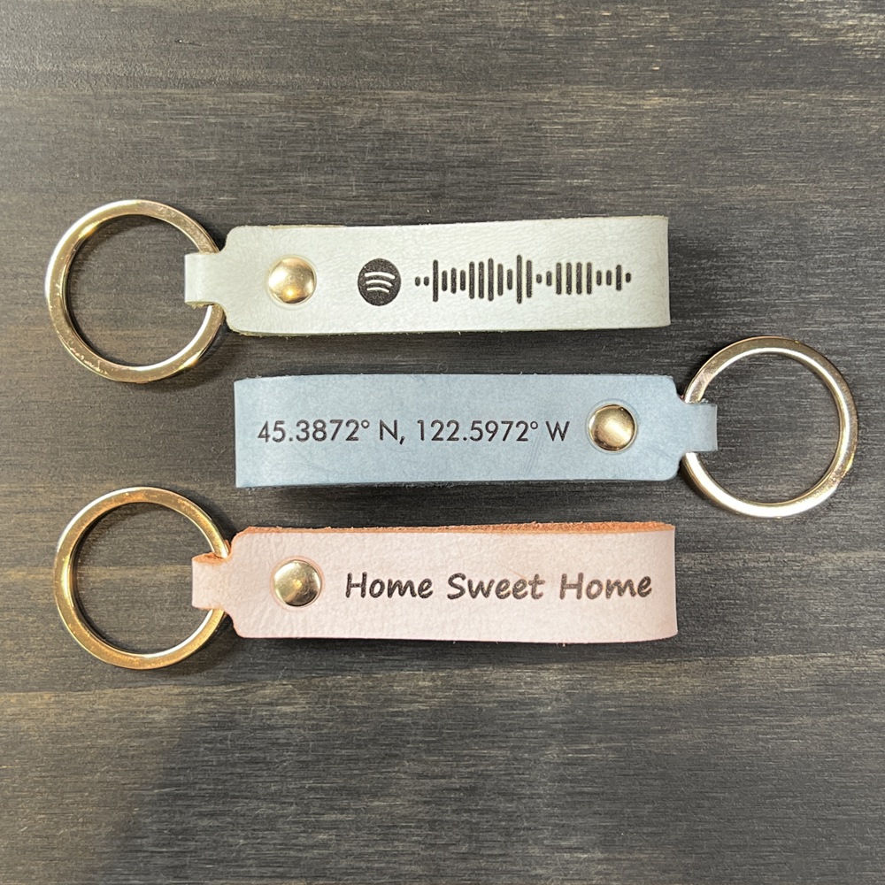 Personalized Leather Keychain in Four Color Options