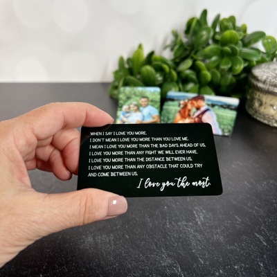 Love You Most Color Wallet Card with Photo on Back | Keepsake Gift for Him