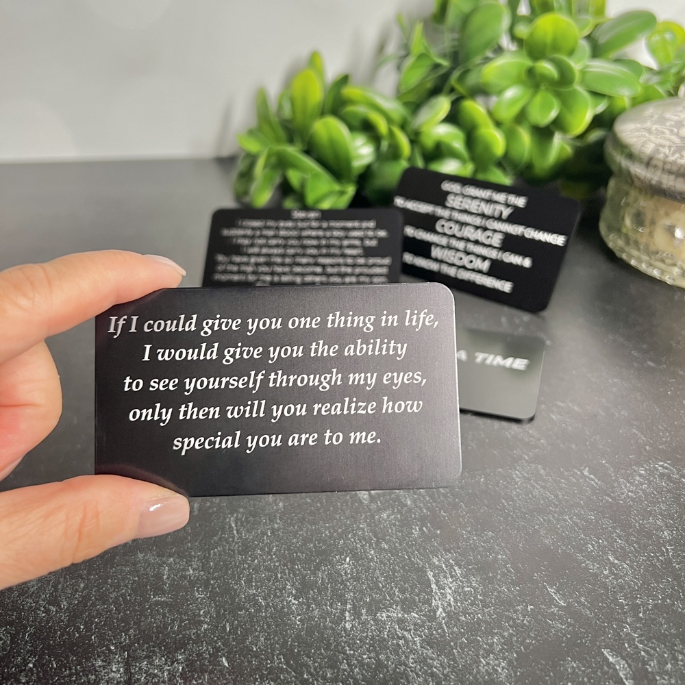 Text Engraved Metal Wallet Card