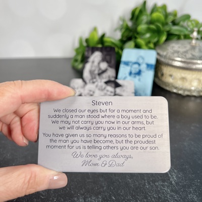 Personalized Wallet Card for Son with Photo on One Side | Choice of 2 Colors | Gift for Him
