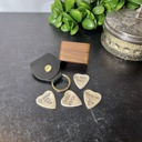  Custom Engraved Heart-Shaped Bone Guitar Pick with Keychain or Wood Box