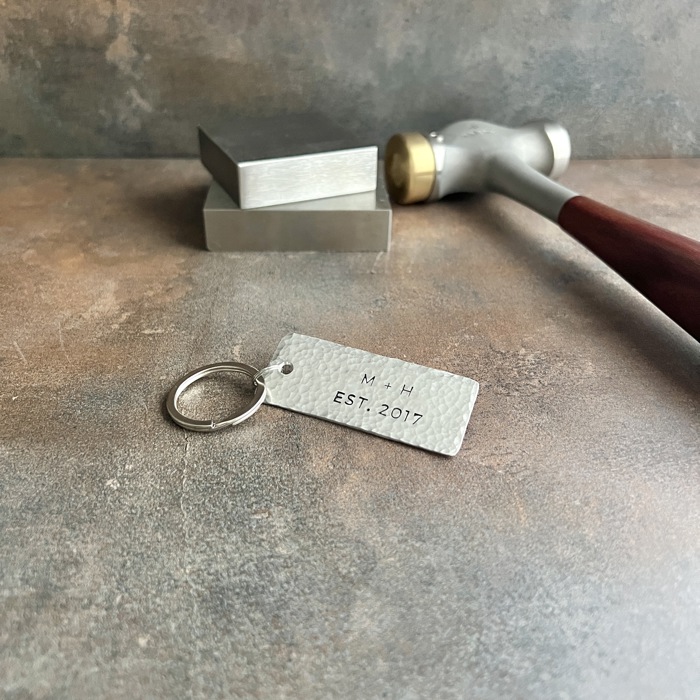 Personalized Two Line Metal Keychain | 3 Metal Options | Custom Gift for Him or Her