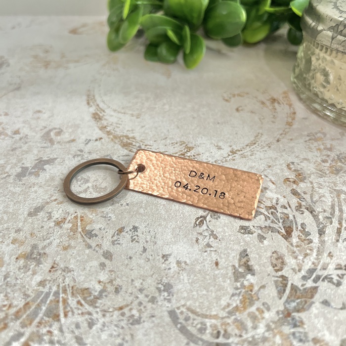 Personalized Two Line Metal Keychain | 3 Metal Options | Custom Gift for Him or Her