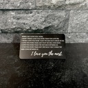  Love You Most Engraved Metal Wallet Insert, 8 Color Options