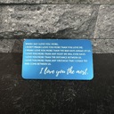  Love You Most Engraved Metal Wallet Insert, 8 Color Options