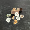  Two Personalized Photo and Text Guitar Picks in a  Magnetic Wood Box | Custom Keepsake Gift for Music Lovers