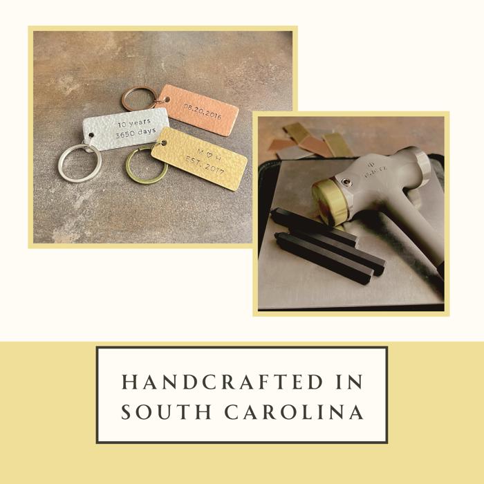 Personalized Two Line Metal Keychain | 3 Metal Options | Custom Gift for Him or Her