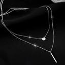  Minimalist Double Layer Bar & Sparkle Necklace - Silver or Rose Gold Colors