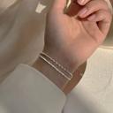  Silver Teardrop and Sparkle Twist Layering Bracelets - Simple & Elegant set of 2