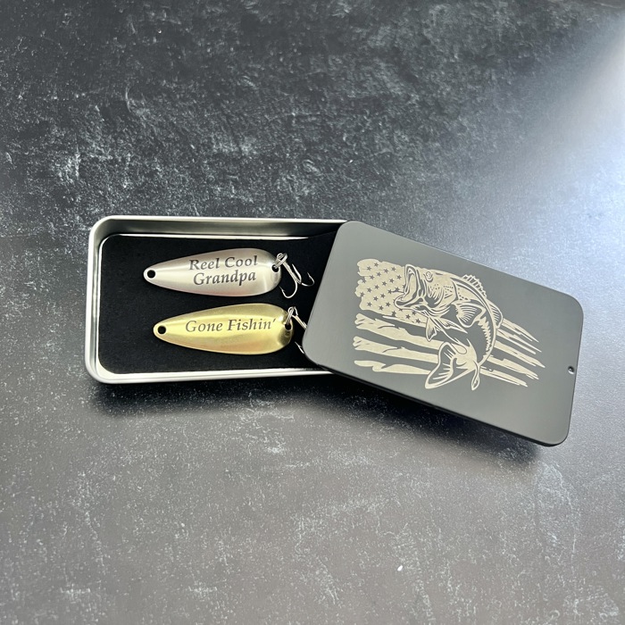 Father's Day Fishing Gift Set for Grandpa From Grandkids, Reel Cool Grandpa and Gone Fishin' Engraved Lures