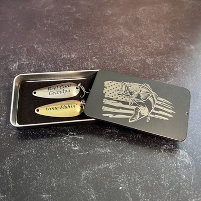 Father's Day Fishing Gift Set for Grandpa From Grandkids, Reel Cool Grandpa and Gone Fishin' Engraved Lures
