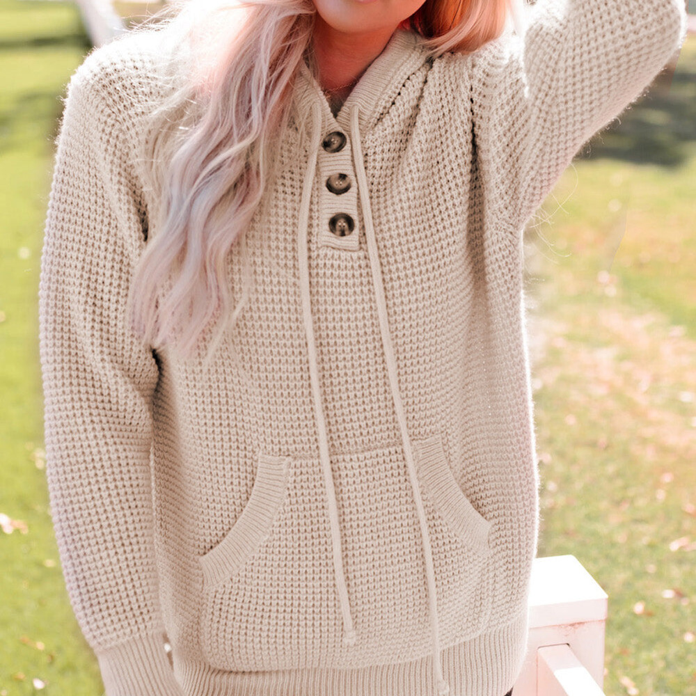 Waffle Knit Hooded Sweater