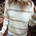 White XL Crossed Stitch Sweater