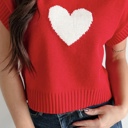  Amore Valentine Heart Short Sleeve Sweater