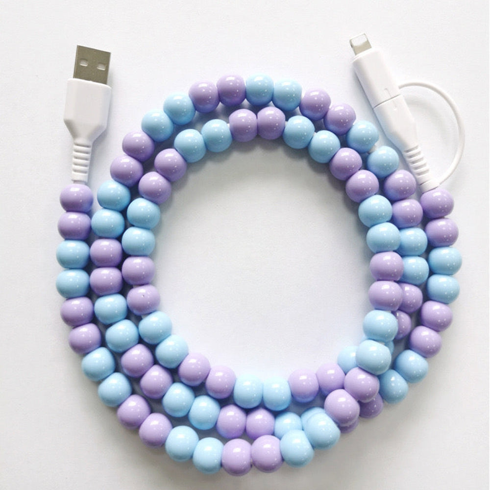 2 in 1 Pearl Beaded USB - C Charging Cord 