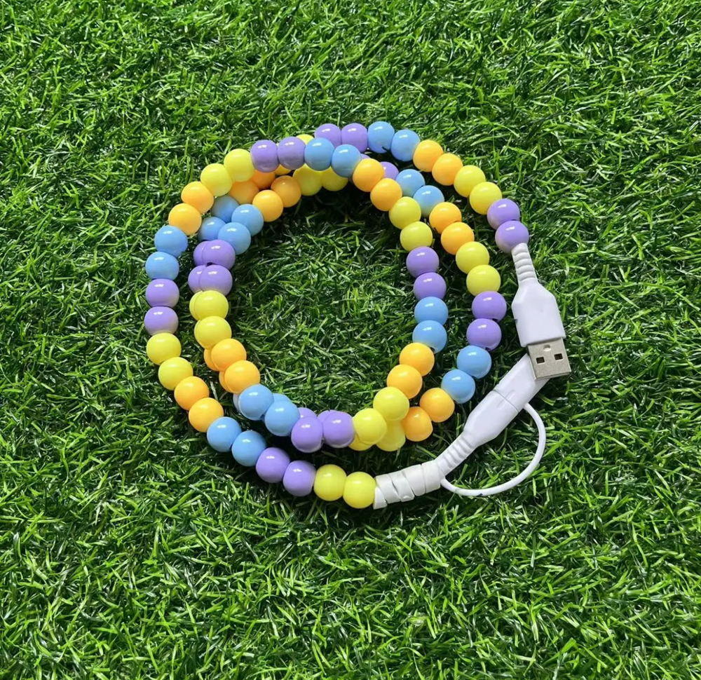 2 in 1 Pearl Beaded USB - C Charging Cord 