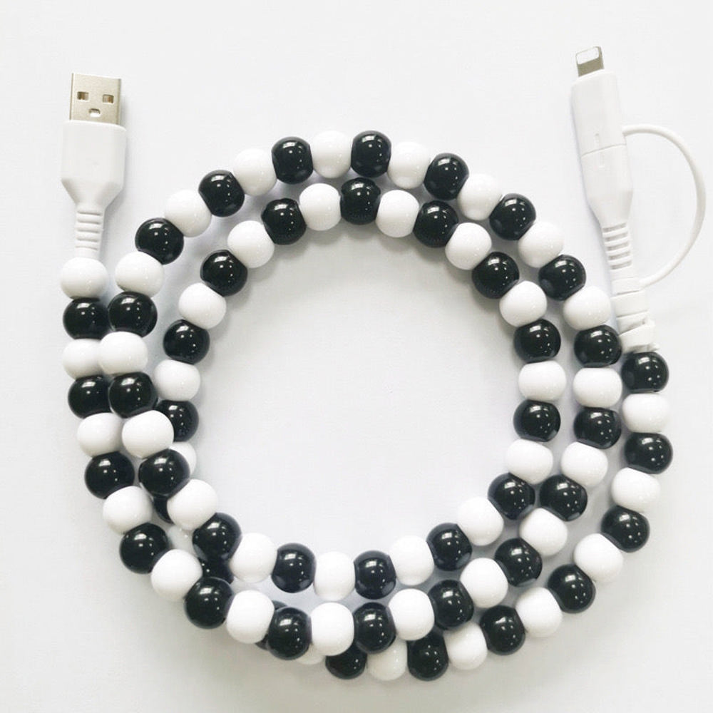 2 in 1 Pearl Beaded USB - C Charging Cord 