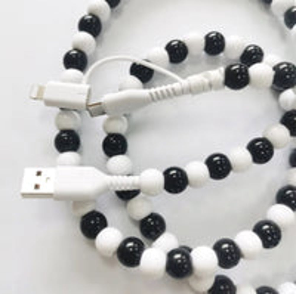 2 in 1 Pearl Beaded USB - C Charging Cord 