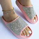 Size 9 Pink BLING Rhinestone Cloud Slides!!