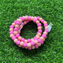 Pink Pink 2 in 1 Pearl Beaded USB - C Charging Cord 