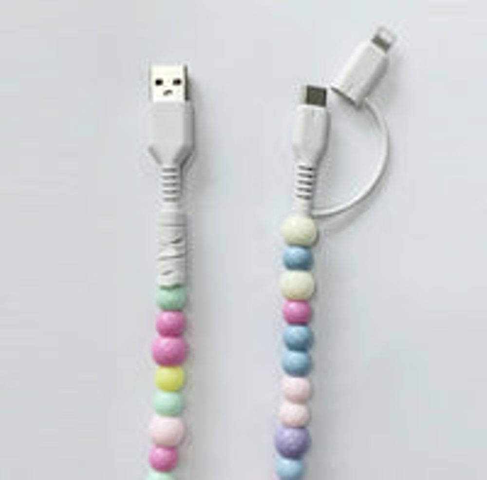 2 in 1 Pearl Beaded USB - C Charging Cord 