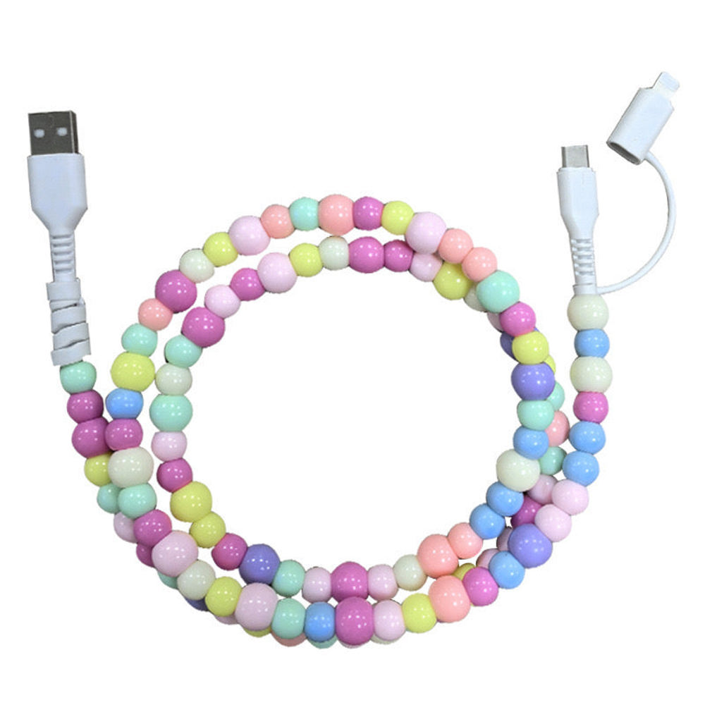 2 in 1 Pearl Beaded USB - C Charging Cord 