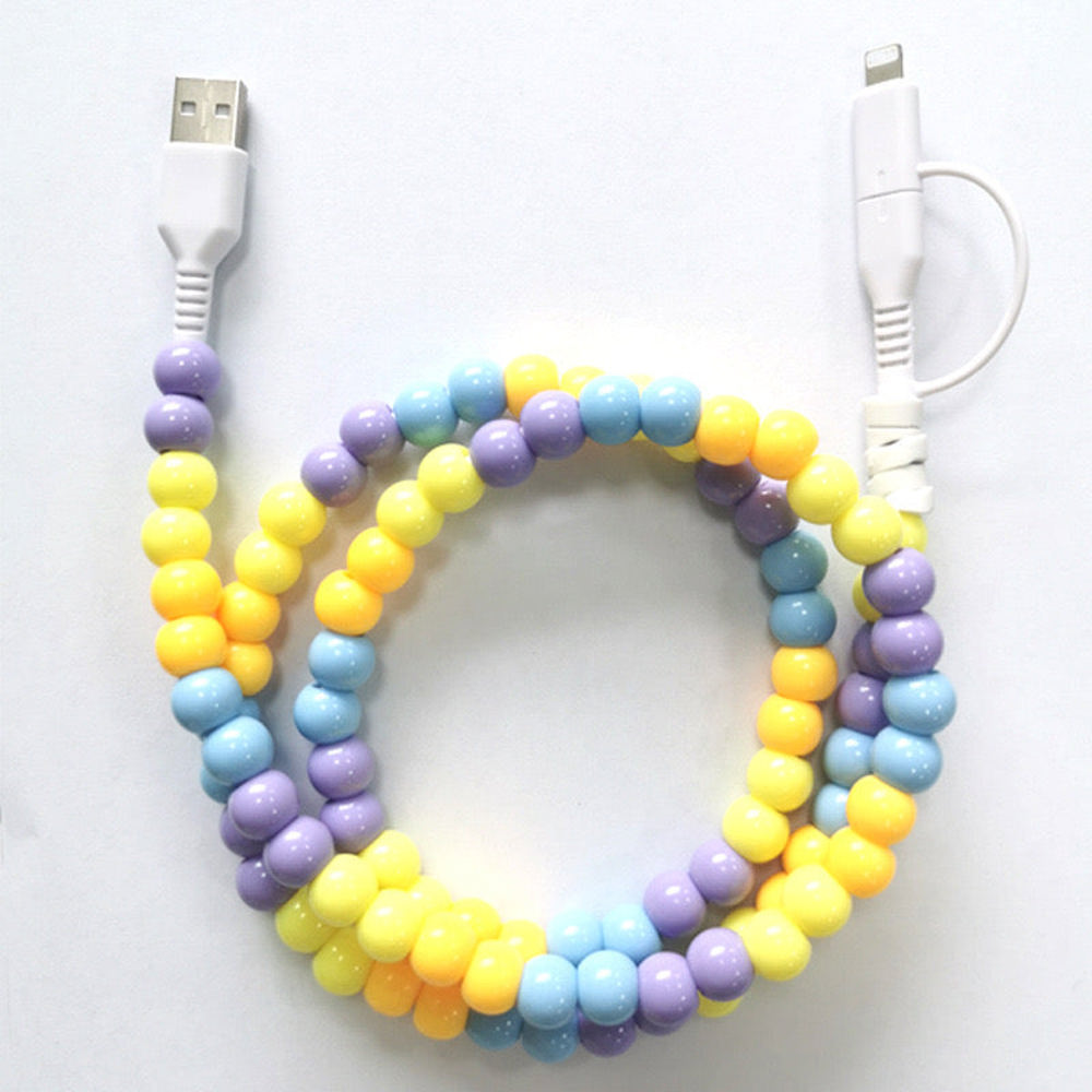 2 in 1 Pearl Beaded USB - C Charging Cord 