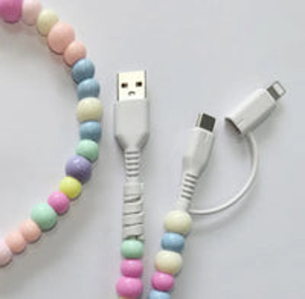 2 in 1 Pearl Beaded USB - C Charging Cord 