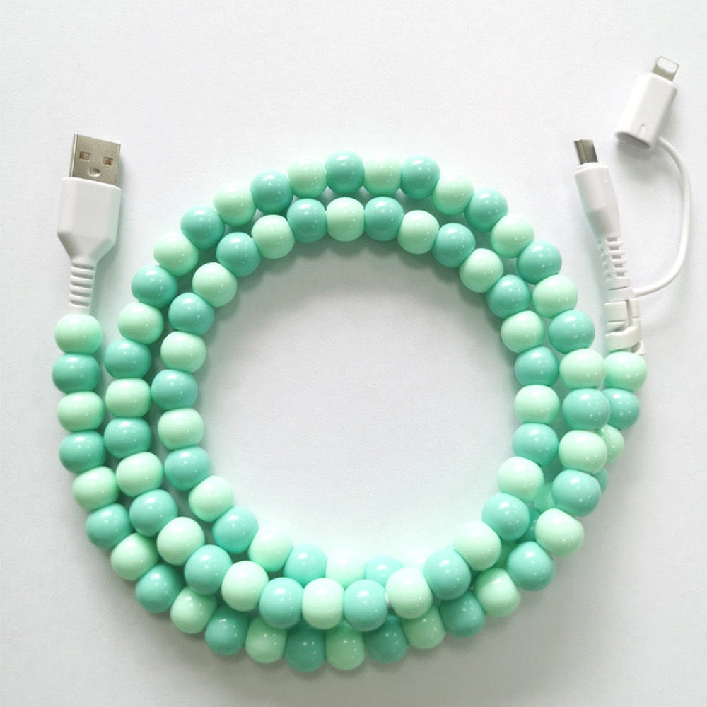 2 in 1 Pearl Beaded USB - C Charging Cord 