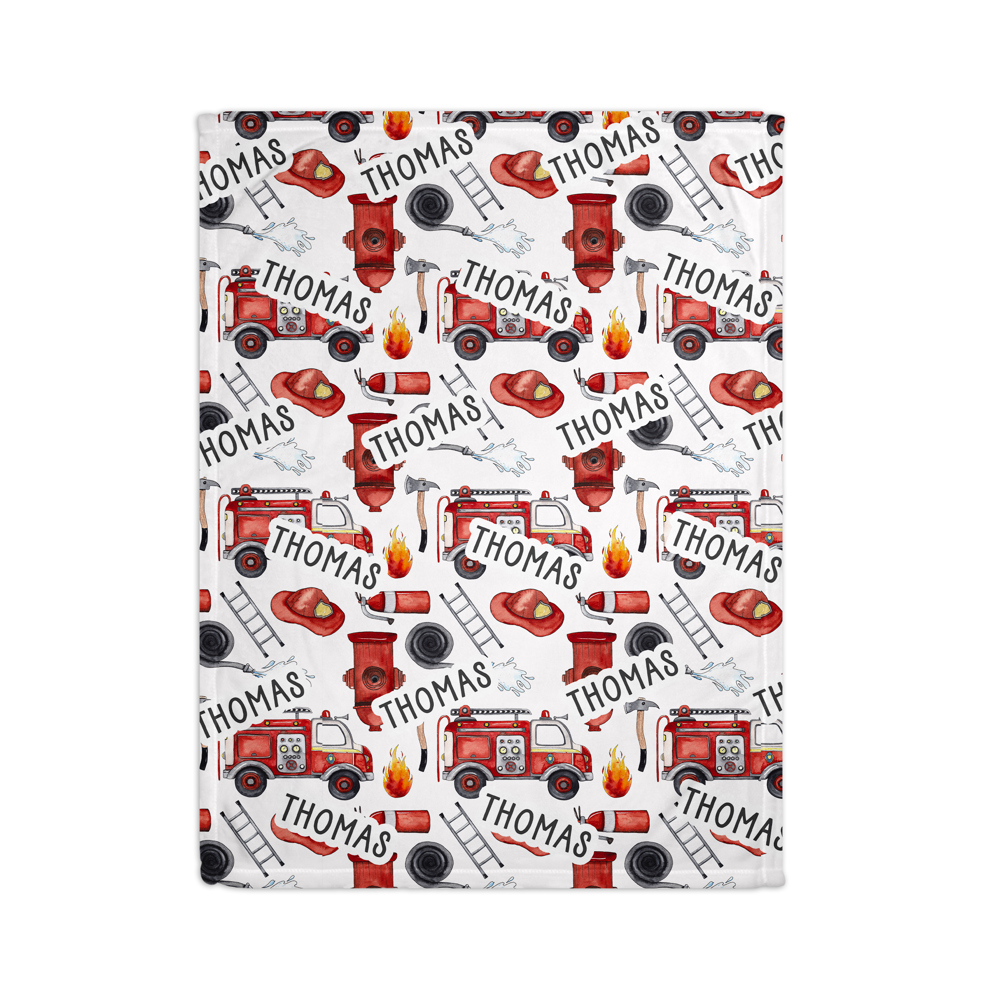 Personalized Fireman Truck Blanket