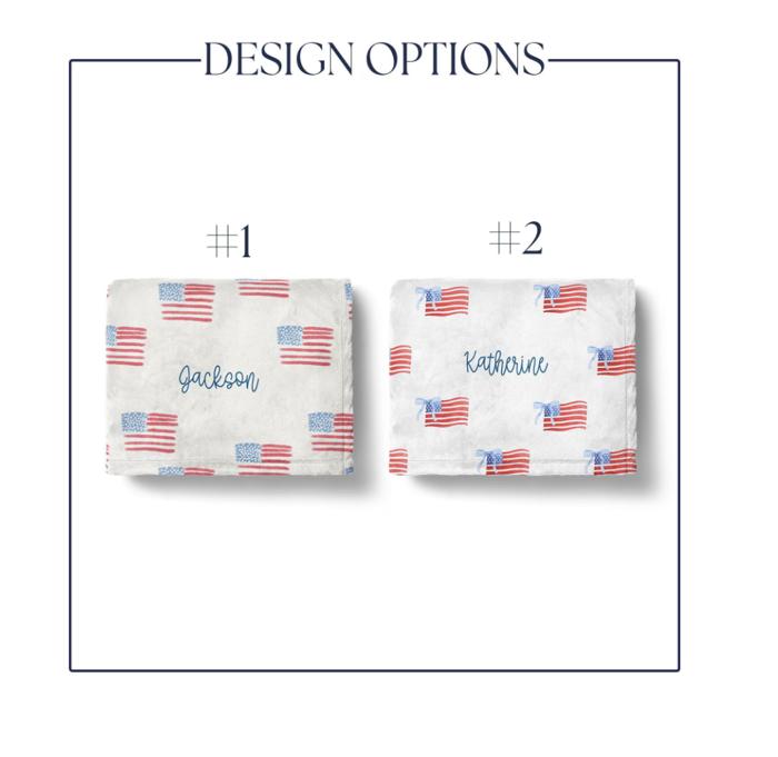Patriotic Personalized Red, White, Blue Blanket 