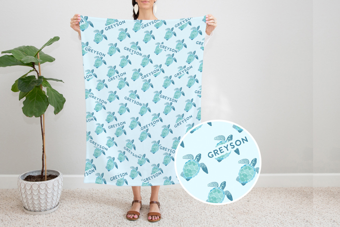 Personalized Turtle Blanket - Soft Minky