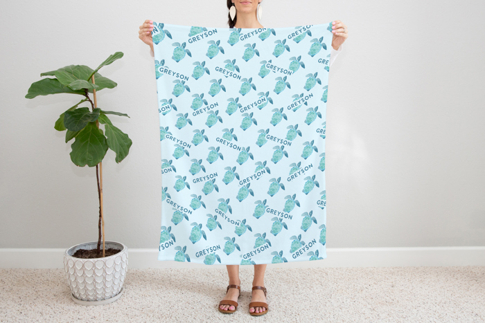 Personalized Turtle Blanket - Soft Minky