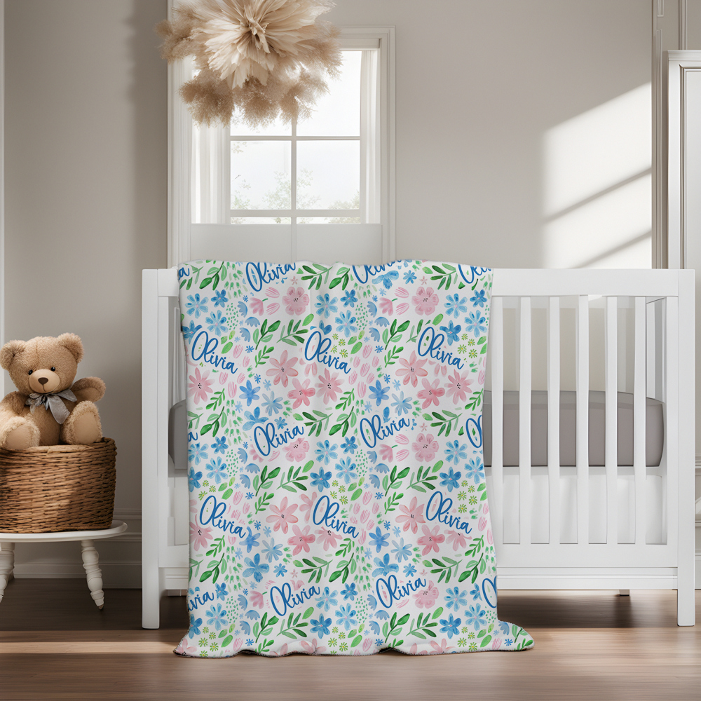 Personalized Floral Blanket