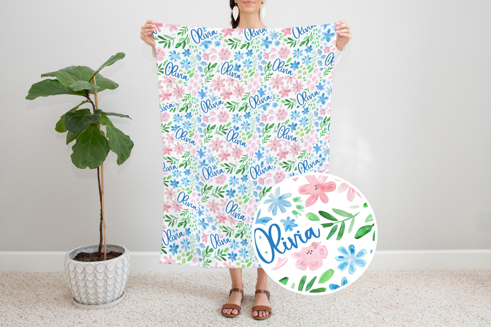 Personalized Floral Blanket