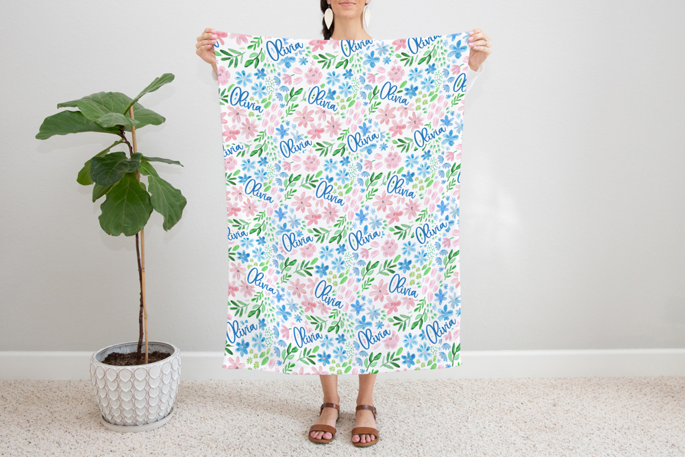 Personalized Floral Blanket