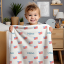  Patriotic Personalized Red, White, Blue Blanket 