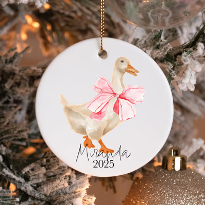 Baby First Christmas Ornament - Pink Duck Coquette
