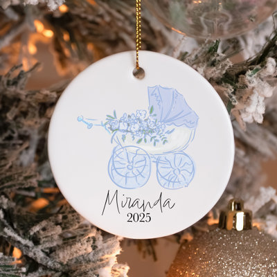 Baby First Christmas Ornament - Blue Bassinet