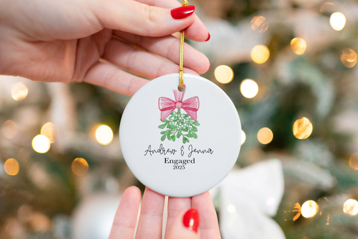 Personalized Mistletoe Ornament for Engagement