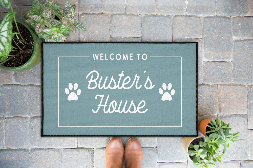 Custom Family Name Dog Paw Door Mat