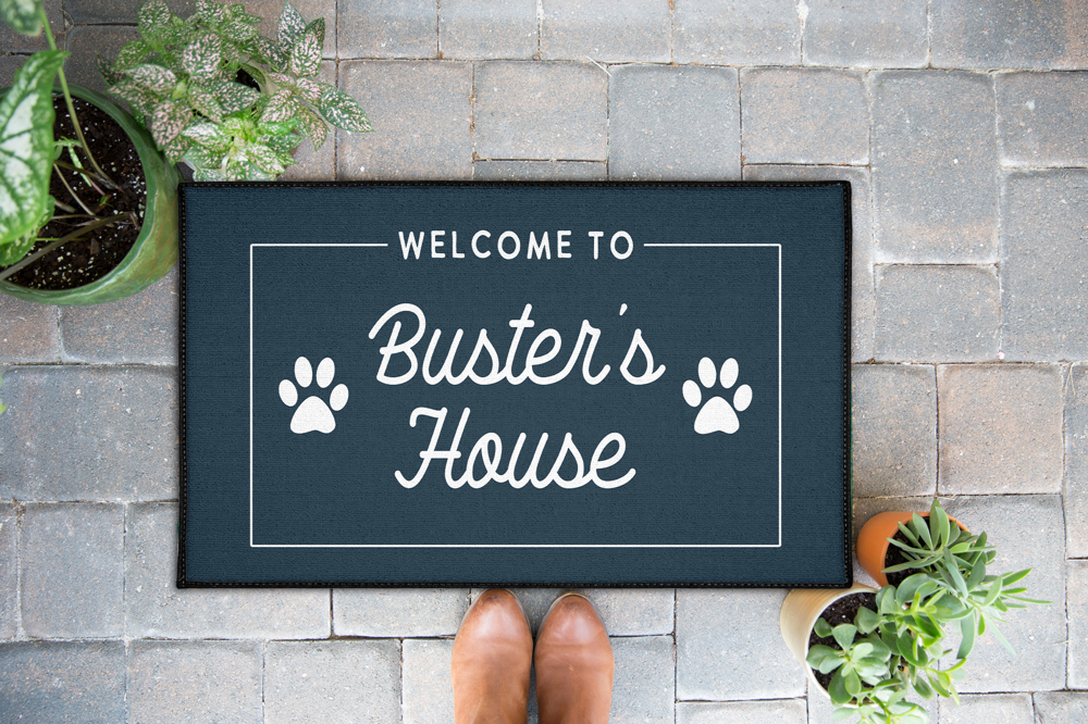 Custom Family Name Dog Paw Door Mat