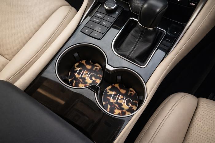 🐆 Personalized Animal Print Sandstone Car Coasters – Set of 2