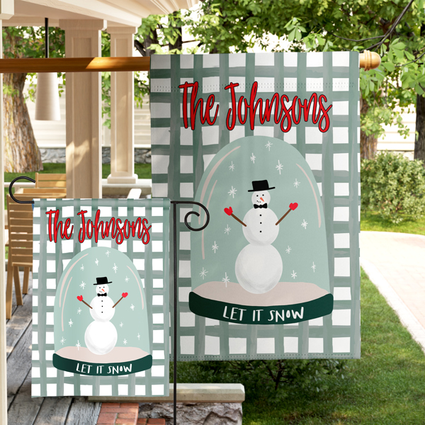 Personalized Garden Flag - Christmas Snowglobe Double Sided