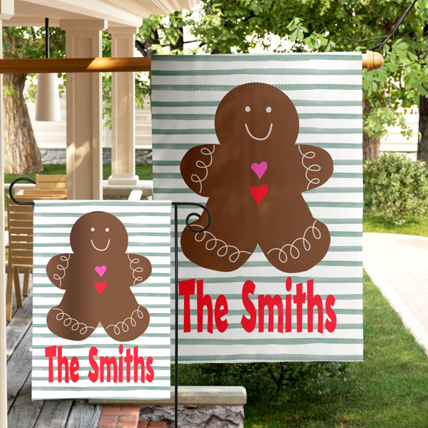 Personalized Garden Flag - Christmas Gingerbread Man